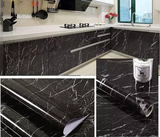 Black Marble Self Adhesive Sheet – Waterproof Kitchen Sticker 2 Meter