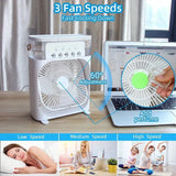 10 Inch Desktop Water Mist Fan – Portable Air Cooler with LED Light