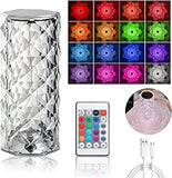 Rose Diamond Crystal Table Lamp – 16 Color RGB Touch Lamp with Remote