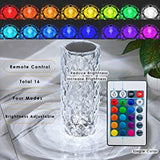 Rose Diamond Crystal Table Lamp – 16 Color RGB Touch Lamp with Remote