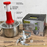 2L Manual Vegetable Chopper & Meat Mincer – Hand Press Food Processor