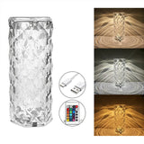 Rose Diamond Crystal Table Lamp – 16 Color RGB Touch Lamp with Remote